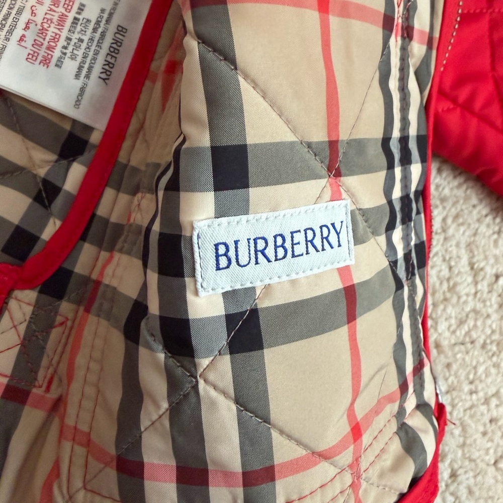 Burberry NWT Infant Baby Kids Otis Corduroy Collar Quilted Jacket Red Size 18 Mo - Picture 8 of 11